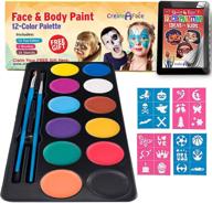 kids face paint kit - 12 vibrant colors with stencils & brushes - body paint face painting kit - video tutorials & ebook - fun, easy to use, non-toxic & safe logo