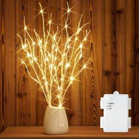 img 4 attached to 🌳 18IN Birch Branches with 70 White Willow LED, Timer, Battery Operated - Perfect for Outdoor Christmas Party, Wedding Decoration, Twig Lights by Fudios