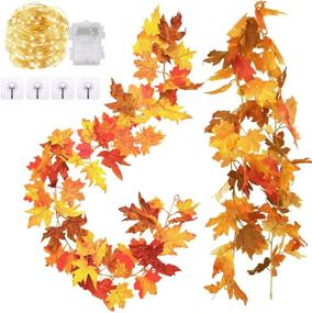 img 4 attached to 🍁 2 Pack Fall Garland Maple Leaf – 5.7Ft Artificial Autumn Hanging Fall Decor for Home, Christmas, Thanksgiving, Halloween - Idefair