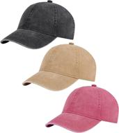 aosmi 3 pack vintage washed cotton adjustable baseball caps - unisex, unstructured low profile plain classic dad hat logo