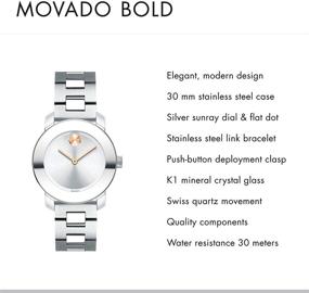 img 3 attached to 💎 Потрясающие женские часы Movado BOLD Iconic из нержавеющей стали с солнечным циферблатом, серебристо-серые (3600433)