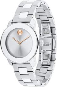 img 2 attached to 💎 Потрясающие женские часы Movado BOLD Iconic из нержавеющей стали с солнечным циферблатом, серебристо-серые (3600433)