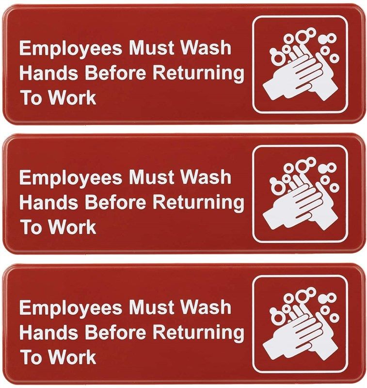 excello global products employees must wash hands before returning to work sign: easy to mount plastic safety informative sign with symbols great for business 로고