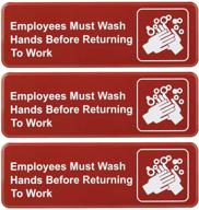 excello global products employees must wash hands before returning to work sign: easy to mount plastic safety informative sign with symbols great for business логотип