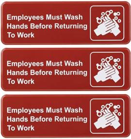 img 4 attached to Excello Global Products Employees Must Wash Hands Before Returning To Work Sign: Easy To Mount Plastic Safety Informative Sign With Symbols Great For Business