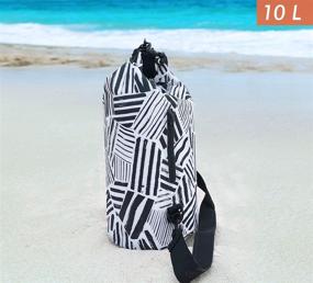 img 2 attached to 🐌 SNAILMAN Waterproof Dry Bag: 10L Lightweight Roll Top Backpack with Phone Zipper Pocket for Swimming, Boating, Kayaking, Camping, and Beach - Black/White
