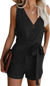 img 4 attached to 👗 Dokotoo Women's Fashion Sleeveless Shoulder Jumpsuits - Clothing and Jumpsuits, Rompers & Overalls