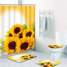 img 2 attached to ArtSocket Curtain Sunflowers Non Slip Bathroom