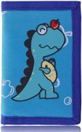 🦖 stylish rfid trifold canvas outdoor cartoon wallet for kids/slim front pocket wallet with zipper - blue dinosaur logo
