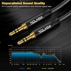 img 2 attached to 🎧 SOLMIMI Lossless Audio Auxiliary Cable - 3.5mm Male to Male Stereo Audio Aux Cord (4ft/1.2m) for Car, Home Stereo, Headphone, Speaker, PC, Laptop, Smartphone & More – Matte Black, Nylon Braid