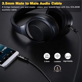 img 3 attached to 🎧 SOLMIMI Lossless Audio Auxiliary Cable - 3.5mm Male to Male Stereo Audio Aux Cord (4ft/1.2m) for Car, Home Stereo, Headphone, Speaker, PC, Laptop, Smartphone & More – Matte Black, Nylon Braid