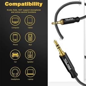 img 1 attached to 🎧 SOLMIMI Lossless Audio Auxiliary Cable - 3.5mm Male to Male Stereo Audio Aux Cord (4ft/1.2m) for Car, Home Stereo, Headphone, Speaker, PC, Laptop, Smartphone & More – Matte Black, Nylon Braid