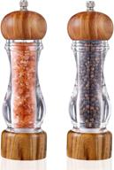 🧂 premium acrylic wooden salt and pepper grinder set with adjustable ceramic core - 7 inch, pack of 2 logo