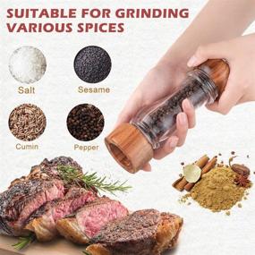 img 2 attached to 🧂 Premium Acrylic Wooden Salt and Pepper Grinder Set with Adjustable Ceramic Core - 7 inch, Pack of 2