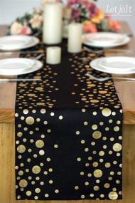 img 3 attached to 🎄 Letjolt Black Runners Christmas Table Runner: Versatile Decor for Birthdays, Weddings & Bridal Showers - 12x72 Inches Cotton Fabric