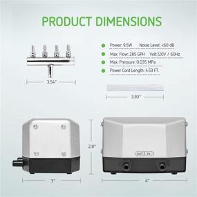 img 3 attached to VIVOSUN 285 GPH Air Pump: Efficient 9.5W 4 Outlet for Aquarium and Hydroponic Systems