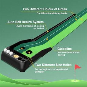 img 2 attached to Glymnis Indoor Golf Putting Green: Premium 9.8ft Auto Ball Return Putting Mat for Office and Home Mini Golf Practice - Perfect Gift for Men