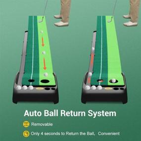 img 1 attached to Glymnis Indoor Golf Putting Green: Premium 9.8ft Auto Ball Return Putting Mat for Office and Home Mini Golf Practice - Perfect Gift for Men