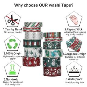 img 1 attached to 🎄 12 Rolls Winter Foil Washi Tape Set - Christmas Holiday Washi Tape with Snowflake, Tree, Deer, Striped Patterns Perfect for Bullet Journal, Christmas Card, Gift Packaging, DIY Crafts, Kids' Art Projects