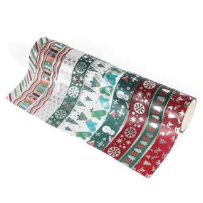 img 2 attached to 🎄 12 Rolls Winter Foil Washi Tape Set - Christmas Holiday Washi Tape with Snowflake, Tree, Deer, Striped Patterns Perfect for Bullet Journal, Christmas Card, Gift Packaging, DIY Crafts, Kids' Art Projects