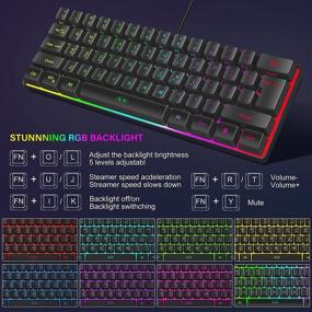 img 1 attached to 💻 Compact 60% Gaming Keyboard with RGB Backlight, MageGee TS91 Waterproof Mechanical-Feel Office Keyboard for PC, MAC, PS4, Xbox ONE Gamer (Black)