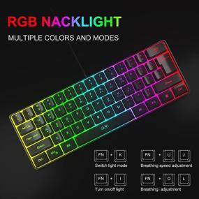 img 2 attached to 💻 Compact 60% Gaming Keyboard with RGB Backlight, MageGee TS91 Waterproof Mechanical-Feel Office Keyboard for PC, MAC, PS4, Xbox ONE Gamer (Black)