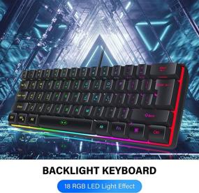 img 3 attached to 💻 Compact 60% Gaming Keyboard with RGB Backlight, MageGee TS91 Waterproof Mechanical-Feel Office Keyboard for PC, MAC, PS4, Xbox ONE Gamer (Black)