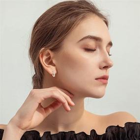 img 3 attached to 🌸 CiNily Small Hoop Earrings for Women: Flower CZ Huggie Earrings, Hypoallergenic 14K Gold Plated Cartilage Earrings