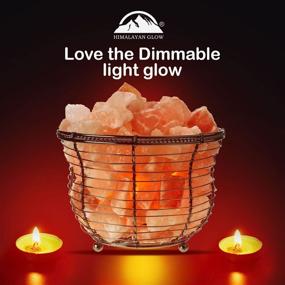 img 3 attached to 🧂 Tall Round Metal Basket Himalayan Salt Lamp with Dimmer Switch - Natural, 8-10 lbs