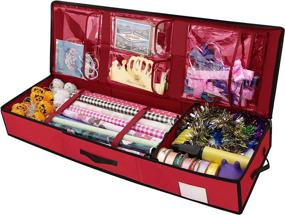 img 4 attached to 🎁 CGBE Wrapping Paper Storage: Red Gift Wrap Organizer Bag with Pockets for Wrapping Paper Rolls, Ribbons, and Bows - 42W x 14D x 5H