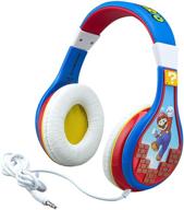 ekids super mario adjustable kids headphones - stereo sound, 3.5mm wired headphones for kids, tangle-free, volume control - over ear children's headphones for school, home, travel logo