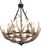 🦌 large rustic antler chandelier, 6-light farmhouse lighting fixture retro metal pendant for dining room, kitchen, island bar, cabin decor - ul listed логотип