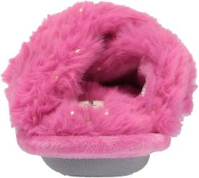 img 2 attached to 🩸 Cozy Comfort for Kids: Dearfoams Unisex-Child Jess Furry Cross Band Slide Slipper