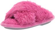 🩸 cozy comfort for kids: dearfoams unisex-child jess furry cross band slide slipper logo