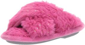 img 4 attached to 🩸 Cozy Comfort for Kids: Dearfoams Unisex-Child Jess Furry Cross Band Slide Slipper