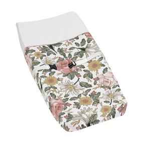 img 4 attached to 🌸 Sweet Jojo Designs Vintage Floral Boho Girl Baby Nursery Changing Pad Cover in Blush Pink, Yellow, Green and White Shabby Chic Rose Flower Farmhouse Style