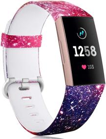 img 4 attached to Water Resistant Starry Night Printed Strap for Maledan Bands Compatible with Charge 4/Charge 3/Charge 3 SE - Small Size, Replacement Band for Women and Men