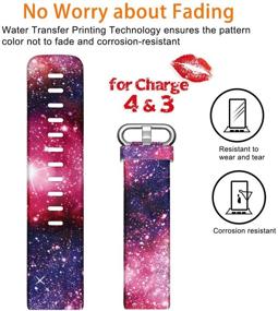 img 1 attached to Water Resistant Starry Night Printed Strap for Maledan Bands Compatible with Charge 4/Charge 3/Charge 3 SE - Small Size, Replacement Band for Women and Men