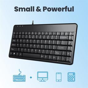 img 1 attached to Perixx PERIBOARD-409H: Compact USB Mini Keyboard with Dual USB Hubs, Black, US English Layout