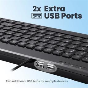 img 2 attached to Perixx PERIBOARD-409H: Compact USB Mini Keyboard with Dual USB Hubs, Black, US English Layout