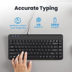 img 3 attached to Perixx PERIBOARD-409H: Compact USB Mini Keyboard with Dual USB Hubs, Black, US English Layout