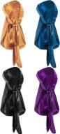 🎩 4-piece set of men's velvet durags with extended tail | soft durag headwraps for 360 waves – black, green, red, royal blue logo