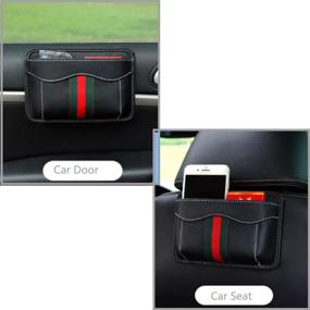 img 2 attached to Car Side Pocket Organizer: Leather Pen Phone Holder Tray for Car Door, Window, Console, Seat - Efficiently Organize Documents, Registration, Notepad, Gadgets, Pen (Black)