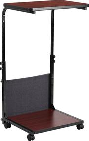 img 2 attached to 🪑 Flash Furniture Mobile Sit-Down, Stand-Up Mahogany Computer Ergonomic Desk: Adjustable Range 27'' - 46.5'' with Removable Pouch