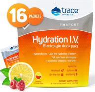 🍹 trace minerals hydration i.v electrolyte powder packets (raspberry lemonade, 16 count) - full spectrum mineral mix for fast rehydration, boost energy, endurance, and muscle recovery, non gmo logo