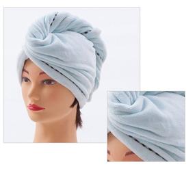 img 3 attached to 👩 2-Pack Quick Dry Hair Towel Wraps for Women - Microfiber Anti-Frizz Head Turbans with Button for Long, Thick & Curly Hair - Super Absorbent & Soft - Blue & Pink