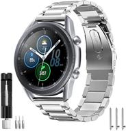 hatalkin watch band compatible with samsung galaxy watch 3 band 45mm stainless steel 22mm galaxy watch band for galaxy watch3 45mm/galaxy watch 46mm/gear s3 frontier men women (silver) logo