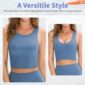 img 3 attached to 👚 Stylish Workout Crop Tank Tops: Solid Comfort Sleeveless Shirts for Women - Perfect for Casual Sports, Fitness, Yoga & Reversible Ribbed Tops