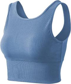 img 4 attached to 👚 Stylish Workout Crop Tank Tops: Solid Comfort Sleeveless Shirts for Women - Perfect for Casual Sports, Fitness, Yoga & Reversible Ribbed Tops