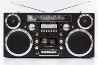 🎵 gpo бруклин портативная бумбокс - cd-плеер, кассетный плеер, fm-радио, usb, bluetooth-акустическая система - стиль 1980-х - черный логотип